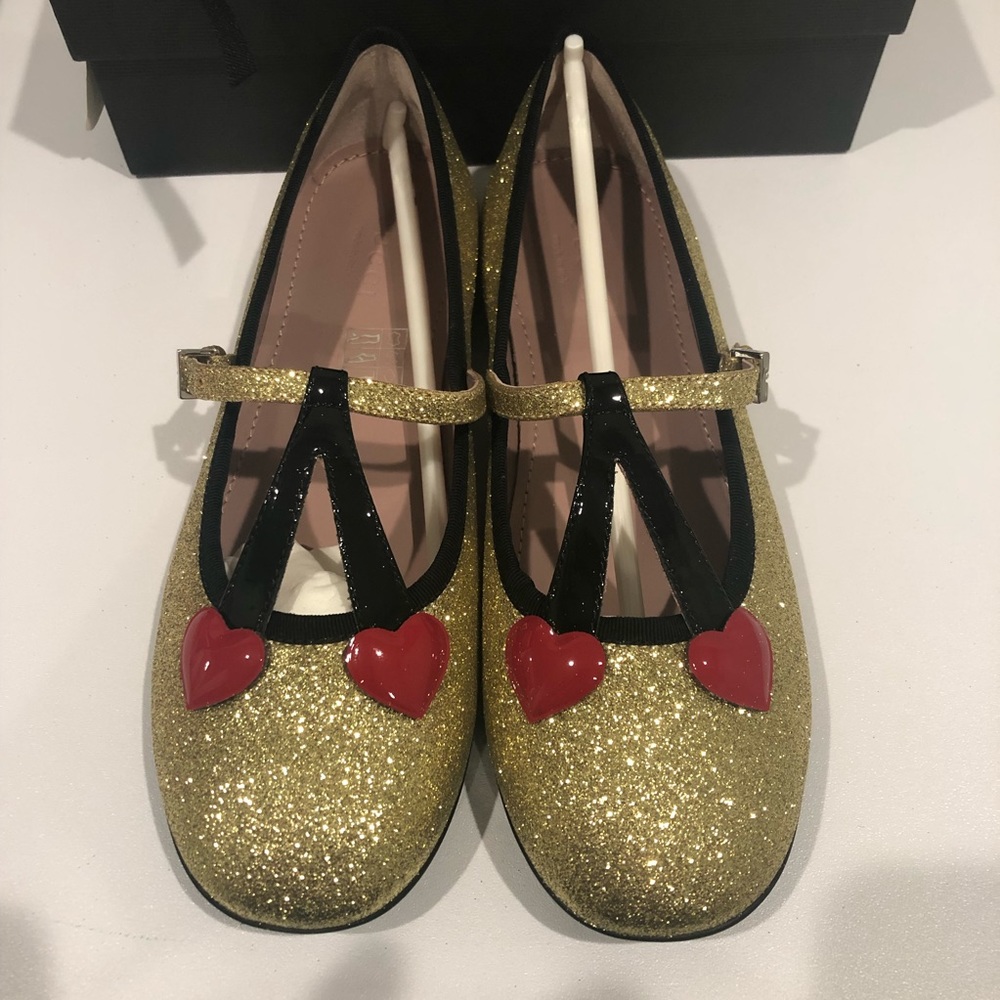 GUCCI Kids Gold Shimmer Ballet Flats EUR32 $360
